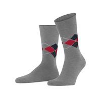 Burlington Men's Socks - King, Bio Cotton, Diamond Pattern Grey/Dark Blue
