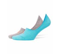 Burlington no-show socks invisible low-cut men's 2 pairs pack aqua blue & grey