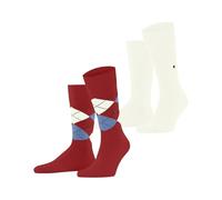Burlington Men's Everyday Argyle Mix Multipack M So Cotton Patterned Socks 2 Pairs, Red Tulip 8081, 6.5-11