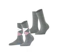 Burlington Women's Everyday Mix Multipack W So Cotton Patterned Socks 2 Pairs, Grey Light 3401, 3.5-7