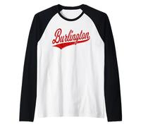 Burlington Varsity Script Sports Athletic Jersey Style Raglan Baseball Tee