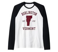 Burlington Vermont Est. 1797 Retro Style Raglan Baseball Tee