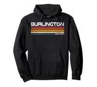 Burlington Vermont Retro Stripes Vintage City Design Pullover Hoodie