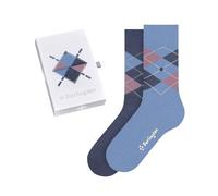 Burlington Women's Basic Gift Box W So Cotton Patterned 2 Pairs Socks, Blue Navy 0029 3.5-7