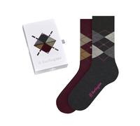 Burlington Women's Basic Gift Box W So Cotton Patterned 2 Pairs Socks, Multicolor Grey Red 0039 3.5-7