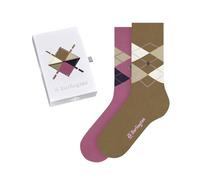 Burlington Women's Basic Gift Box W So Cotton Patterned 2 Pairs Socks, Multicolor Light Brown Pink 0049 3.5-7