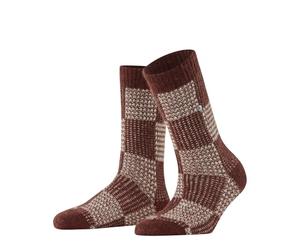 Burlington Women's Charming Checks W So Alpaca Wool Patterned 1 Pair Socks, Brown Cinnamon 5186, 3.5-7