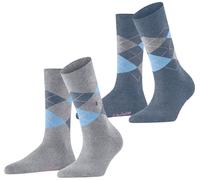 Burlington Women's Everyday Argyle W So Cotton Patterned 2 Pairs Socks, Grey Arctic Melange 3267, 3.5-7