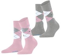 Burlington Womens Everyday Argyle 2 Pack Socks - Sporty Rose Pink