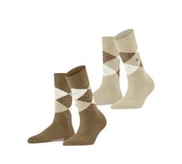 Burlington Women's Everyday Argyle W So Cotton Patterned 2 Pairs Socks, Beige Brown Sugar 5152 3.5-7