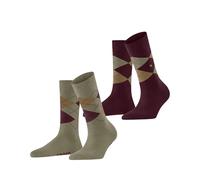 Burlington Women's Everyday Argyle W So Cotton Patterned 2 Pairs Socks, Beige Kitt 4300 3.5-7