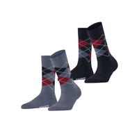 Burlington Women's Everyday Argyle W So Cotton Patterned 2 Pairs Socks, Blue Denim Melange 6797 3.5-7