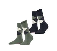 Burlington Women's Everyday Argyle W So Cotton Patterned 2 Pairs Socks, Green Sage 7068 3.5-7