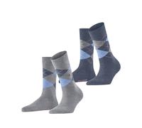 Burlington Women's Everyday Argyle W So Cotton Patterned 2 Pairs Socks, Grey Arctic Melange 3267, 3.5-7