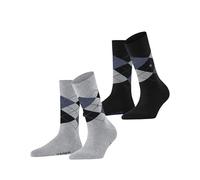 Burlington Women's Everyday Argyle W So Cotton Patterned 2 Pairs Socks, Grey Light Heather 3223, 3.5-7