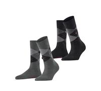 Burlington Women's Everyday Argyle W So Cotton Patterned 2 Pairs Socks, Grey Light Melange 3390 3.5-7