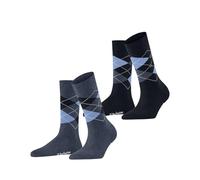 Burlington Women's Everyday Argyle W So Cotton Patterned Socks 2 Pairs, Blue Light Denim 6660, 3.5-7