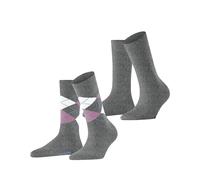 Burlington Women's Everyday Mix Multipack W So Cotton Patterned 2 Pairs Socks, Grey Light 3401, 3.5-7