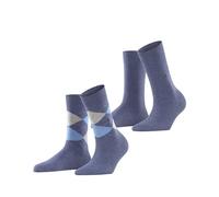 Burlington Women's Everyday Mix Multipack W So Cotton Patterned Socks 2 Pairs, Blue Light Denim 6660, 3.5-7