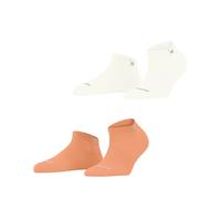 Burlington Women's Everyday Sneaker Multipack W Sn Cotton Low-Cut Plain Trainer Socks 2 Pairs, Orange Peach 8766, 3.5-7