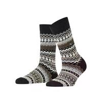 Burlington Women's Fair Isle W So Wool Patterned Socks 1 Pair, Black 3000, 3.5-7