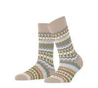 Burlington Women's Fair Isle W So Wool Patterned Socks 1 Pair, Brown Cafe Latte 4360, 3.5-7