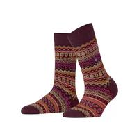 Burlington Women's Fair Isle W So Wool Patterned Socks 1 Pair, Red Claret 8435, 3.5-7