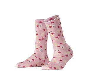 Burlington Women's Floral Romance W So Cotton Patterned 1 Pair Socks, Pink Powder 8493, 3.5-7