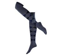 Burlington Women's Marylebone W Ok Wool Long Patterned Overknee Socks 1 Pair, Blue Dark Melange 6688, 3.5-7