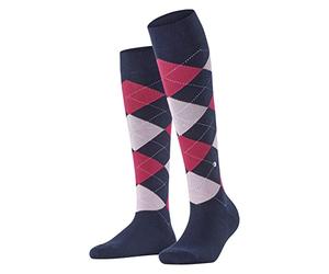 Burlington Women's Queen W Kh Cotton Long Patterned 1 Pair Knee-High Socks, Blue Marine 6123, 3.5-7