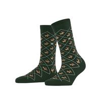 Burlington Women's Reindeer W So Cotton Patterned Socks 1 Pair, Green Eucalyptus 7502, 3.5-7