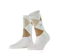 Burlington Women's Tennis Socks Courtside Ribbed Cotton Argyle Pattern Off-White 1 Pair