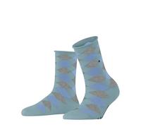 Burlington Women's Sandy W Sso Cotton Patterned Socks 1 Pair, Blue Silent Water 6014, 3.5-7