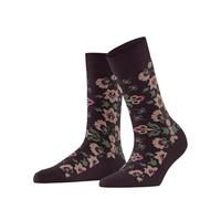 Burlington Women's Velvet Blooms W So Cotton Viscose Patterned 1 Pair Socks, Red Barolo 8526, 3.5-7