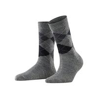 Burlington Women's Socks Whitby Argyle – Extra Soft Acrylic – Grey 3.5-7 (1 Pair)