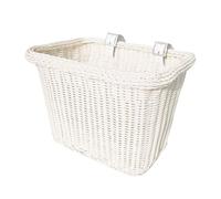 BURLOE Bicycle Basket Made of Basket, for The Front Adult Water -Repellent with Adjustable Leather Straps Children in Front Maiden Women Pasture,White