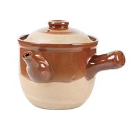 BURLOE Ceramic Casser Roller Stew, Chinese Medicine Pot Porcelain Cooking Pot Stoneplay with Lid Casserole Ceremony Ceramic Tableware Kitchen at Home,Brown,3.5L