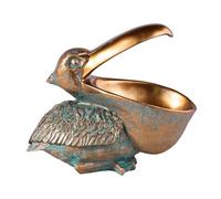 BURLOE Pelikan Statue Resin, Birds Figures Decor Toucan Decor Key Shell for Entrance Table Bird Home Ornament Table House Bar Office Gifts Bronze,B