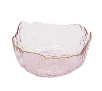 BURLOE Pink,1050ml, Glass Bowl with Golden Rim, Dessert Bowls Salad Bowl 300ML/750ML/1050ML Glass Bowl Round for Salad Dessert Fruit Snacks Stackable Decoration Round