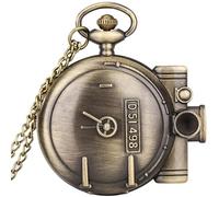 BURLOE Pocket Watch Railway, Classic Freight Train Passenger Water Steam Locomotive Quartz Retro Necklace Trailer Pullover Chain Watch Men Railway,2