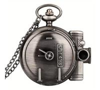 BURLOE Pocket Watch Railway, Classic Freight Train Passenger Water Steam Locomotive Quartz Retro Necklace Trailer Pullover Chain Watch Men Railway,1