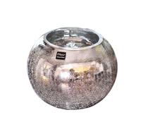 BURLOE Round Ball Vase, Bookshelf European Style Silver Party Wedding Vase Core Terrarium Metal Vase Decoration Round Design Elegant,Silver,15CM