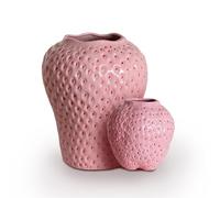 BURLOE Strawberry Decorative Ceramic Vase, Modern Strawberry Vases for Flowers Vintage Strawberervase Living Room Kitchen Garden Office Vase Deko Red Decor,Pink,L