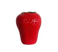 BURLOE Strawberry Decorative Ceramic Vase, Modern Strawberry Vases for Flowers Vintage Strawberervase Living Room Kitchen Garden Office Vase Deko Red Decor,Red,M