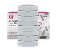 Burlybands Large Hair band, scrunchies for Thick Heavy or Curly Hair. No Slip No Damage Seamless Ponytail Holders Scrunchies Sports Thick Hair Ties. Women's Hair Elastics-Bands (Lt Gray 8 Pcs)