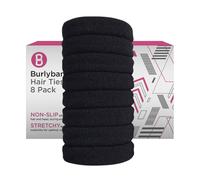 Burlybands Large Hair band, scrunchies for Thick Heavy or Curly Hair. No Slip No Damage Seamless Ponytail Holders Scrunchies Sports Thick Hair Ties (Black 8pcs)