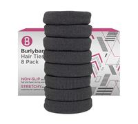 Burlybands Large Hair band, scrunchies for Thick Heavy or Curly Hair. No Slip No Damage Seamless Ponytail Holders Scrunchies Sports Thick Hair Ties. Women's Hair Elastics-Bands (Dk Gray 8 Pcs)