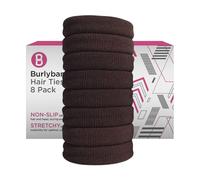 Burlybands Large Hair band, scrunchies for Thick Heavy or Curly Hair. No Slip No Damage Seamless Ponytail Holders Scrunchies Sports Thick Hair Ties (Brown 8pcs)