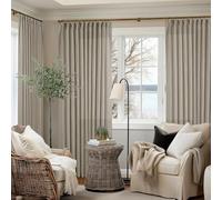 Burlywood Birch 90 Inches Long 70 Inch Wide Curtains for Living Room Light Filtering Semi Sheer Modern Farmhouse Pleated Curtain Back Tab for Patio Sliding Door Dining Room Large Window 1 Panel 70x90