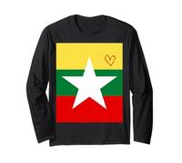 Burma Flag Burmese Heart Proud Heritage National Day Long Sleeve T-Shirt